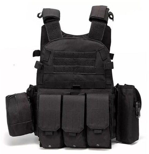 Peosaard Gilet da Paintball, Gilet da Softair Portapiatti Molle Multifunzionale Paintball Traspirante Regolabile per Allenamento all'aperto, sul Campo e per Guardie di Sicurezza Nero, Portapiatti