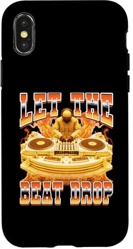 DJ Discjockey Disc Jockey Tocadiscos 90s Let The Beat Drop Carcasa para iPhone X/XS