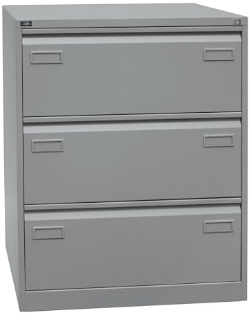 Bisley LIGHT Light Armoire à dossiers Suspendus Double rangée DIN A4 3 tiroirs HR 355 Argent 62,2 x 80 x 101,6 cm
