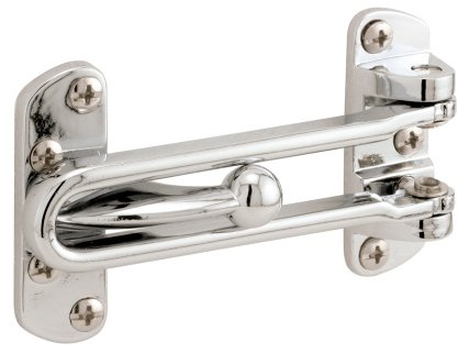 Prime-Line U 9900 Diecast Security Swing Bar Lock for Hinged Swing-In Doors, 3-7/8 Inch Bar Length by 2-1/2 Inch Height, Chrome, Set of 1