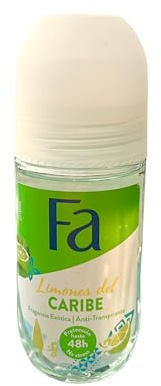 Fa Deodorant 1.7 Ounce Roll-On Caribbean Lemon (50ml) (3 Pack)