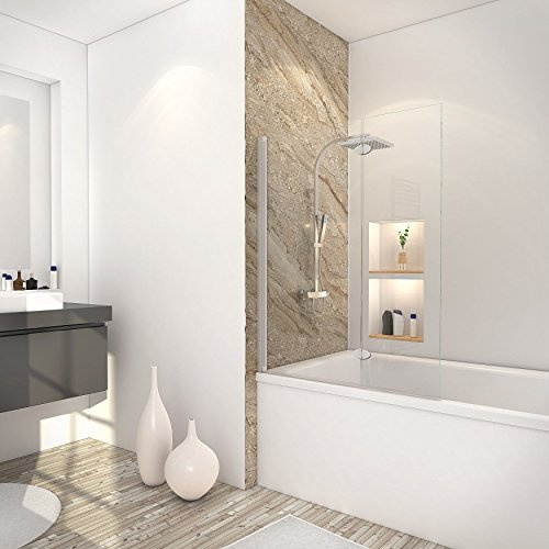 Schulte pare baignoire 104 x 130 cm, couleur alu-argenté, 2 volets (63+41) réversibles pivotant, 180° contre le mur, verre de sécurité 5 mm transparent, joint d'étanchéité