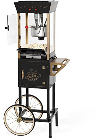 Nostalgia Popcorn Maker Machine - Professional Cart With 8 Oz Kettle Makes Up to 32 Cups - Vintage Popcorn Machine Movie Theater Style - Black