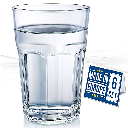 CRYSTALIA Drinking Glasses Set of 6, Tall Glasses, 360ml European Glass 100% Lead-Free Water Glasses, Tumblers Glass Set of 6 for Drinking Water, Juice Glasses, Iced Tea Glasses, Soda Glasses