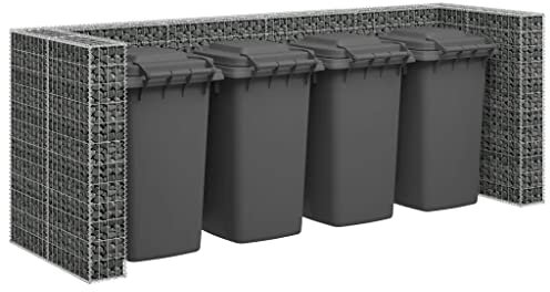 vidaXL Gabionenwand für Mülltonnen Verzinkter Stahl 320×100×120 cm
