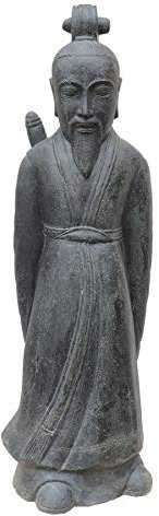 STONE art & more Japanischer Samurai, Chinesischer Krieger, H 160 cm, Steinfigur, Steinguss, schwarz antik, frostfest