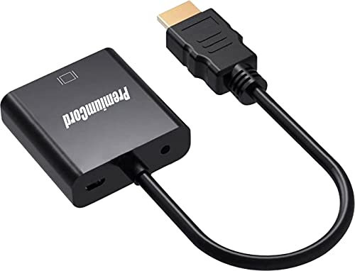 PremiumCord Convertidor HDMI a VGA con Audio estéreo de 3,5 mm con Cable de Audio, HDMI 1.3, HDCP 1.2, Compatible con Full HD 1080p, Conectores chapados en Oro