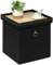 Bonlife Black Folding Ottoman Storage Box with Tray,Cube Kids Toy Chest with Lid,Linen Footstool with Storage Seat,40X40X40CM