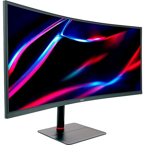 Acer Nitro XV345CURV Gaming Monitor 34 Zoll (86 cm Bildschirm) QHD, 165Hz DP/Type-C, 100Hz HDMI, 1ms (GTG), HDMI 2.0, DP 1.4, Curved, höhenverstellbar, FreeSync Premium, Schwarz