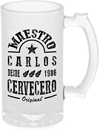 Genérico Jarra de Cerveza Personalizada Nombre de Cristal Esmerilado Mate 500 ml