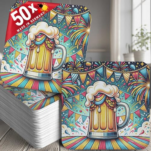 Bierdeckel Party - 50x Untersetzer für Geburtstag Gartenfeier - Ausgefallener Bierdeckel Geburtstag und die Gartenparty