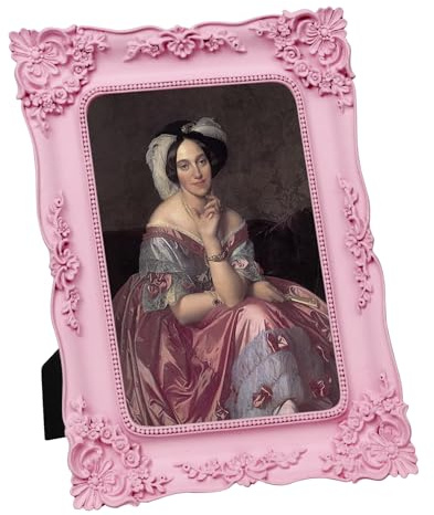 FJXMFRAME Rosa 15 x 18 bildram vintage antika bildramar med glasframsida, utsmyckade barockramar för bord och vägghängning (12,7 x 17,8 cm, rosa)