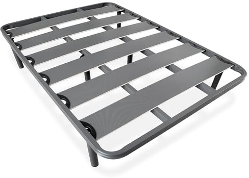 Homey - Somier Reforzado de Láminas Anchas, Anti - Ruido, Estructura 40x30 mm con Juego de Patas Roscadas, Fuerte y Resistente 135x190