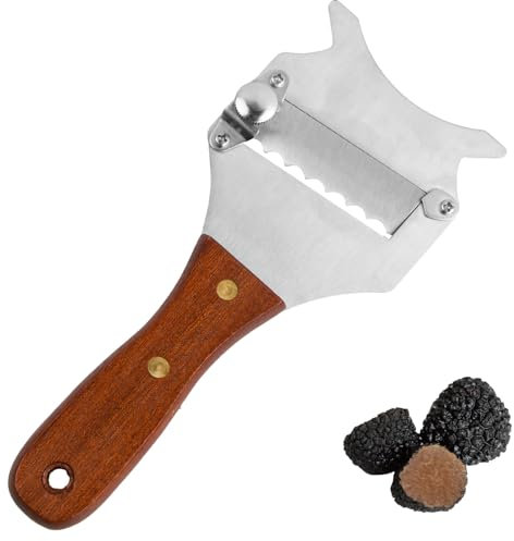 Dokeno Tartufo Affetta, Affettatrice per Cioccolato con Manico in Legno Affetta per Formaggio Regolabile Affetta Tartufi in Acciaio Inox per Tartufi Verdure e Formaggi