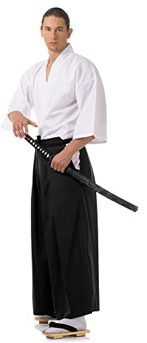 PRINCESS OF ASIA Japan Samurai Iaido Outfit Set Kendo Gi Kimono & Hakama Hose (Schwarz & Weiß, One Size)