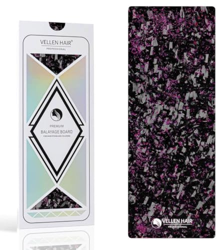 VELLEN HAIR Lavagna professionale in fibra di carbonio per balayage, extra leggera (carbonio forgiato nero/rosa, 13 x 35 cm)