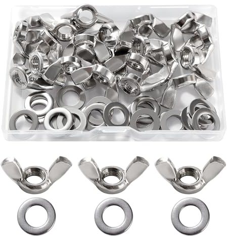 Lyeteung 20 Pièces M8 Écrou Papillon, Écrous À Oreilles en Acier Inoxydable, d'Écrous Papillon Métriques à Main, avec 20 Pièces Rondelles Plates, pour Outils de Bricolage