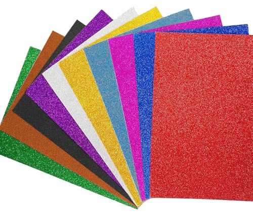 30 PCS A4 Glitter Cardstock Paper – 10 Vibrant Colors, Thick Sparkle Craft Paper for DIY Scrapbooking, Card Making, Invitations, Arts & Crafts Projects