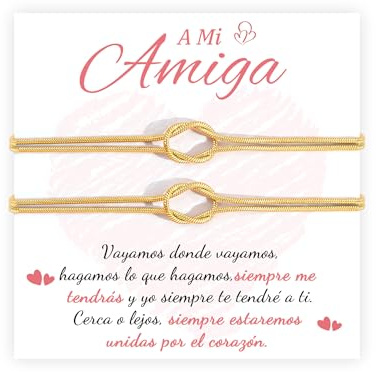BOCHOI Regalos Amigas Originales Pulsera Regalo Amigas Cumpleaños Mejor Amigad Navidad Regalo Pulsera Oro Acero Inoxidable Mujer Hermanas Compañera Trabajo Regalos Novias Niñas Mujer Graduación Joyas
