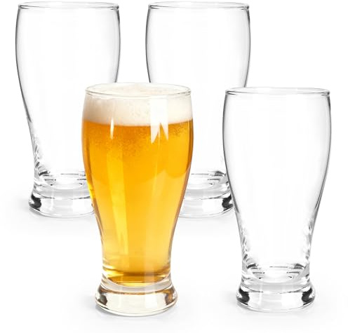 Axincardarm Set of 4 Pint Beer Glasses Clear Pint Glass 350ml Glasses for Beer, Water, Juice, Cocktails