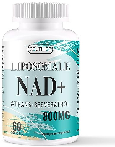 NAD+ Liposomal con Trans-Resveratrol | Alta concentración 800 mg por porción | 60 cápsulas blandas – Tecnología liposomal para una absorción eficiente y pureza premium (60 unidad (Paquete de 1))