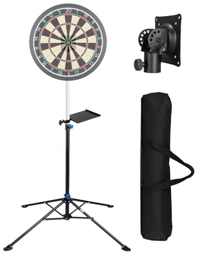 Portable Dart Board Stand, Height Adjustable Free Standing Dartboard Tripod with Bracket Holder, Professional Darts Display Rack with four Legs for Outdoor and Indoor