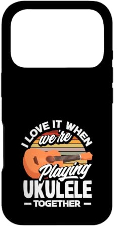 J'adore Quand Nous jouons du ukulélé Ensemble Retro Sun Coque pour iPhone 17 Pro