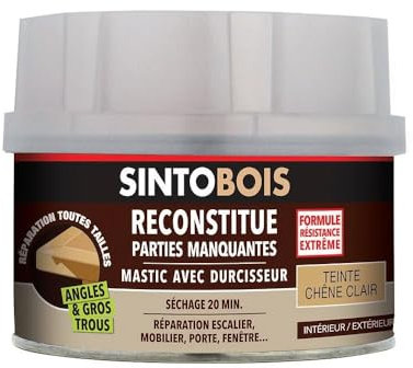 SINTO SA 33751 PWA20027 Mastic SINTOBOIS + Tube durcisseur Chêne Clair-Boite 500 ml-33751