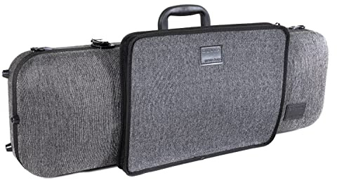 GEWA Violinkoffer Bio I S, Bio Flachs Schale, gepolsterte Schwebelagerung, grau, innen Samt schwarz, mit Notentasche und Seitengriff 4/4