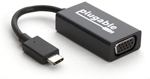 Plugable USB C to VGA Adapter - Driverless, Compatible with 2018 iPad Pro/MacBook Air/MacBook Pro, Surface Book 2, Thunderbolt 3 & More, Supports resolutions up to 1920x1200 @ 60Hz.