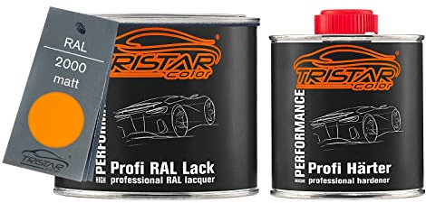 TRISTARcolor RAL 2000 Gelborange peinture automobile mate 2K, pot de 0,75 litre / 750 ml, durcisseur inclus