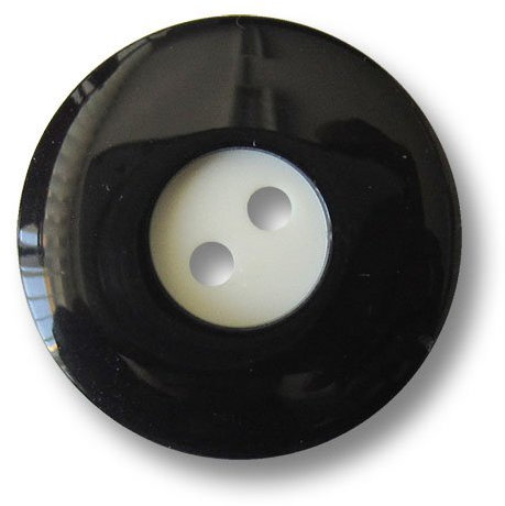 Knopfparadies - 8er Set Klassische Zweiloch Kunststoffknöpfe in Schwarz und Weiß/Schwarz & Weiß glänzend/Kunststoff Knöpfe/Ø ca. 18mm