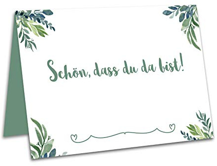 50 bordskort eller platskort bröllop, födelsedag, dop, kommunion, bekräftelse med blommor och vackra DASS du da är tryckt Eukalyptus