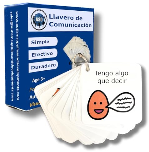 Llavero de Comunicación - Español (Producto plástico de comunicación Visual Lavable para el Autismo)
