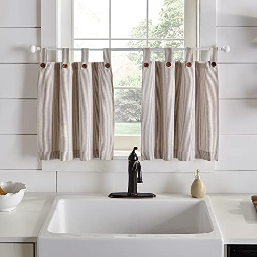 Elrene Home Fashions Tucker Ticking - Tende per finestre a righe per cucina o bagno, 76,2 x 61 cm, set da 2, lino