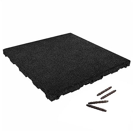 Vivol Fallschutzmatten mit Stecksystem - 50x50cm TÜV Geprüfte Qualitäts Bodenschutzmatte für Spielplatz, Kita, Schule - Unterlegmatte für Fitness und Crossfit - Zuschneidbar (45mm, Schwarz)