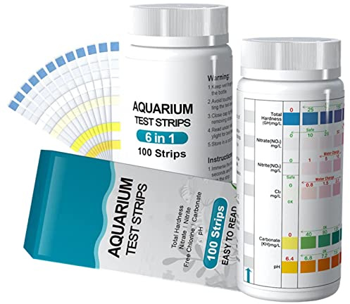 100 st Aquarium Test Kit - 6-vägs Aquarium Test Strips, Fish Tank Test Kit, Vattentestare, Vattentestremsor för allmän hårdhet Nitrit Nitrat PH Karbonathårdhet Klor Niktule