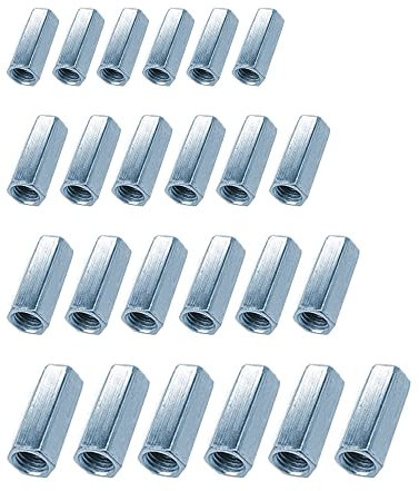 Rebanky 24 Pcs Ecrou Long M10 M8 M6 M4 Écrou Long Écrou Rallonge Manchon Hexagonal Tige ÉCrou en Acier au Carbone Plaqué Zinc