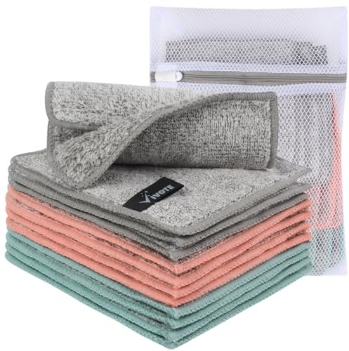 VIVOTE Mikrofaser Gesichtsreinigungstücher 15x15cm Make-Up Entferner Tuch - Waschbar und Wiederverwendbar Bambus Microfaser Abschminktücher (12 Stück)