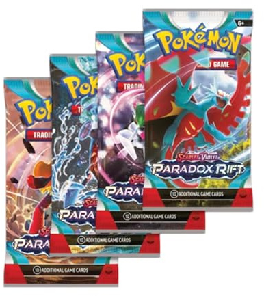 Pokémon TCG Scarlet & Violet Paradox Rift Booster Packs x4 | Chance de trouver EX, Pokémon double rare ou légendaire pour les collectionneurs et les fans | Authentifié Titan