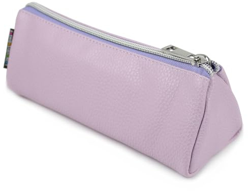 Fashion Stationery Small Pencil Case for Girls Women Thin Mini Slim Aesthetic Black Lilac Plain Pencil Cases for Teenagers Girl at Secondary School or Stocking Fillers at Christmas (Lilac)