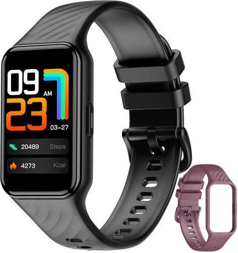 Baolubao Smartwatch Herren Damen, 1.47'' HD Farbdisplay Wasserdicht Fitnessuhr, FitnessTracker mit 100+ Sportmodi,Oximeter(SpO2),Schlafmonitor Herzfrequenz,Smart Watch für Android iOS (2 Gurte)