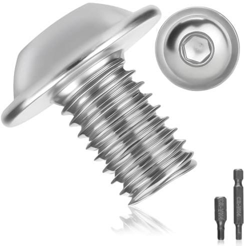 Pyroclasia 15 Tornillos de Cabeza Alomada M8x12 Tornillos de Acero Inoxidable A2 V2A ISO 7380 Plana Tornillo de Rosca Completa con Brida Hexágono Interior para Reparación de Maquinaria y Muebles
