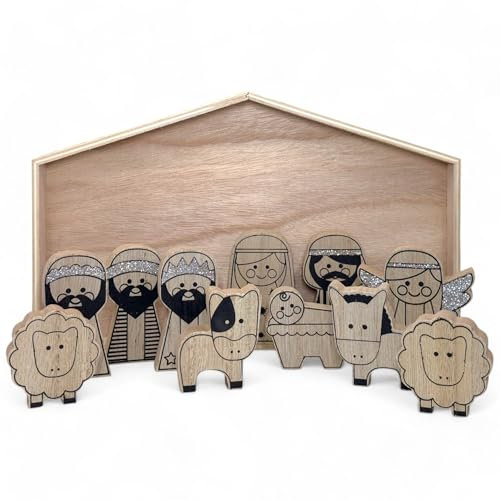 MIJOMA Bellissime statuette per presepe di Natale, dipinte a mano, decorazione natalizia perfetta in diversi set e stili a scelta (12 pezzi, altezza 7,5 cm)