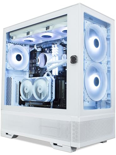 ionz Gaming PC - Desktop Computer, Ryzen 5 5600, NVIDIA RTX 5060,16GB RAM 1TB NVMe SSD, 360mm AIO, Windows 11, 600W 80+ PSU, WiFi, KZ-V - White Aether