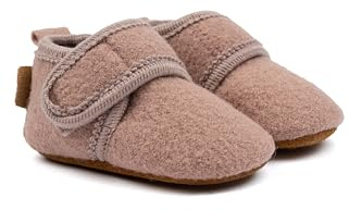 Mikk-line Chaussons de bébé et chaussons en laine - Chaussons souples pour bébé avec semelle en cuir antidérapante - Chaussures d'apprentissage chaudes pour garçons et filles - 100 % laine, idéales