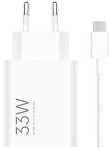 Xiaomi Caricatore Rapido 33W USB-A BHR9956EU con Cavo USB-A a USB-C, Alimentatore da Parete Fast Charging per Smartphone Xiaomi, Redmi, Android e Dispositivi USB-C, Bianco