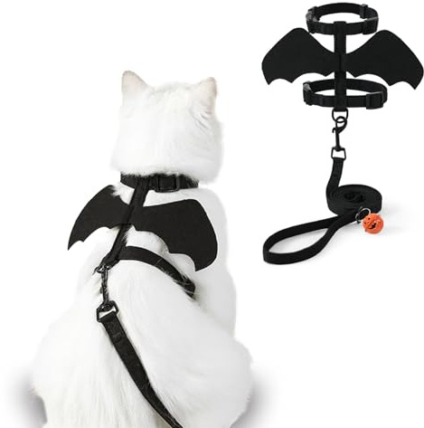 Yonuni Cat Harness and Leash with Bat Wings, Escape Proof Leash (M)