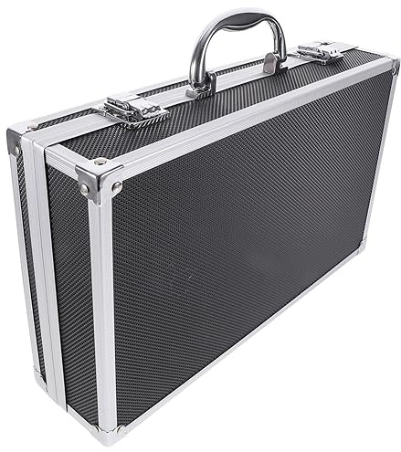 FRCOLOR Wireless Microphone Organizer Suitcase for Two Microphones, with Multi-Slot Structure Aluminium Alloy Protective Storage Box for Karaoke Room Or Recording Use
