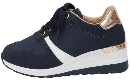 Generiska fritidsskor dam sneakers, sportiga enstaka skor för kvinnor, enfärgade halkfri platå, kilklack, avslappnade tjocka sulor, sneakers, vita skor, promenadskor